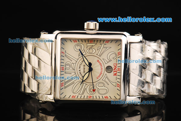 Franck Muller Conquistador King Swiss ETA 2836 Automatic Movement Full Steel with White Dial and Arabic Numeral Markers - Click Image to Close